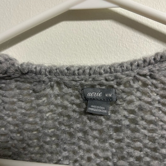 Aerie Grey Open Knit Cardigan - Picture 3 of 3